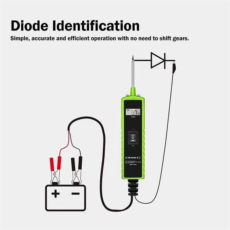 P60 Automotive Circuit Tester Car Electrical System Short Tester 6-30V DC LCD Flashlight Component A