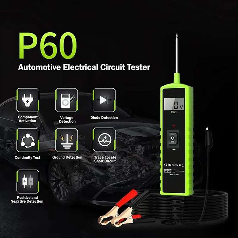 P60 Automotive Circuit Tester Car Electrical System Short Tester 6-30V DC LCD Flashlight Component A