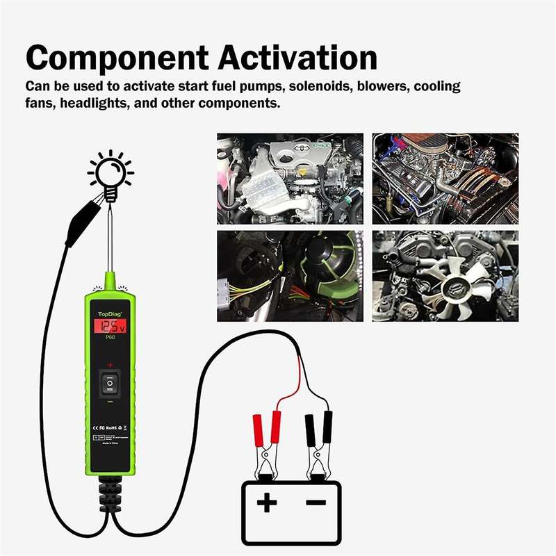 P60 Automotive Circuit Tester Car Electrical System Short Tester 6-30V DC LCD Flashlight Component A