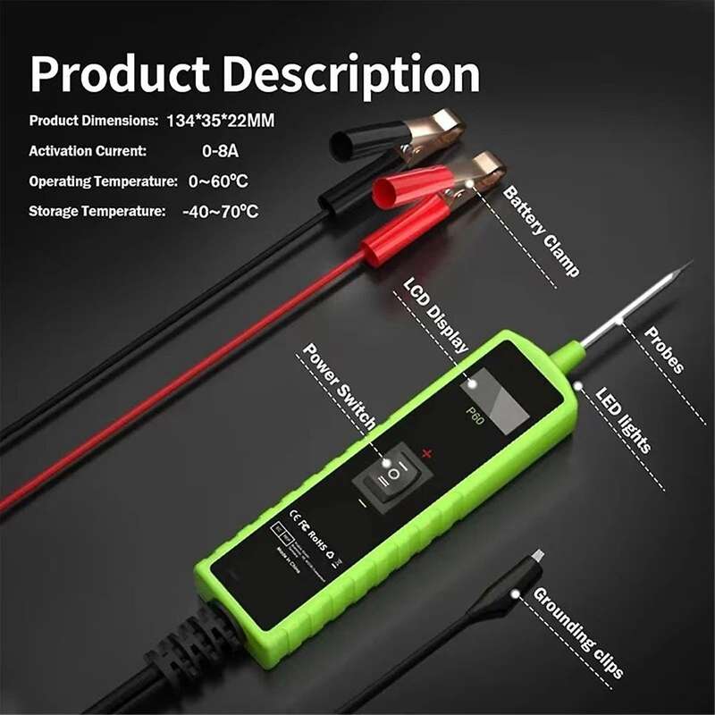 P60 Automotive Circuit Tester Car Electrical System Short Tester 6-30V DC LCD Flashlight Component