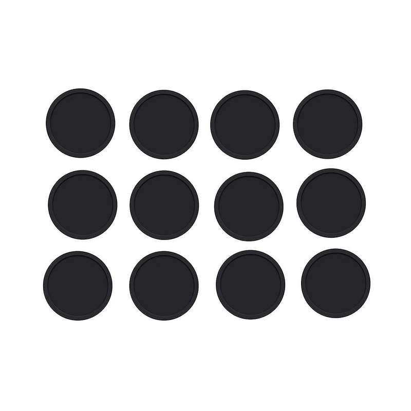 Pack Of 12 Coasters Glasses, Silicone Coasters, Drink Coasters, Round Glass Coasters Black for Drin