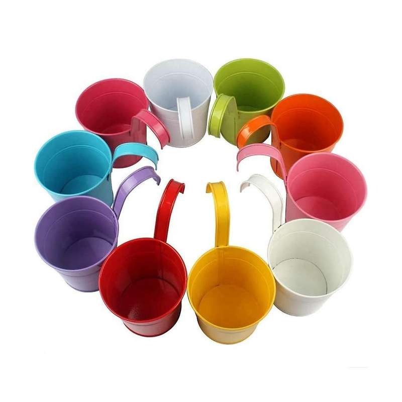 Pack Of 10 Hanging Flower Pots 13cm Balcony Pot Flower Pot with Mini Tool Hanging Pot Balcony Garde