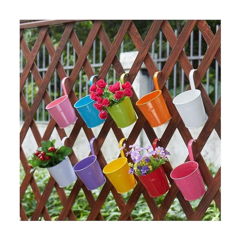 Pack Of 10 Hanging Flower Pots 13cm Balcony Pot Flower Pot with Mini Tool Hanging Pot Balcony Garde