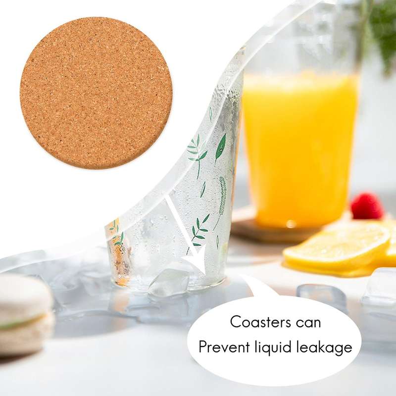 Pack of 12 Absorbent Cork Coasters with Holder, Heat-Resistant Cup Mat Set,Reusable Round Drink Coas