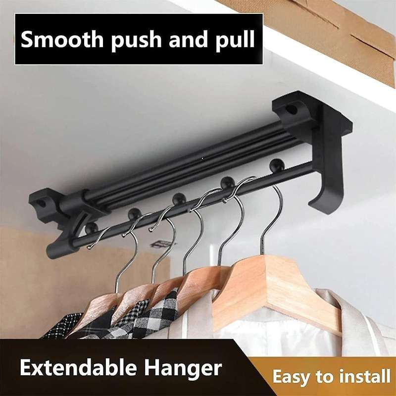 Pack of 2 Extendable Clothes Rail for Pull-Out Clothes Hanger Extendible for Wardrobe Adjustable Cl