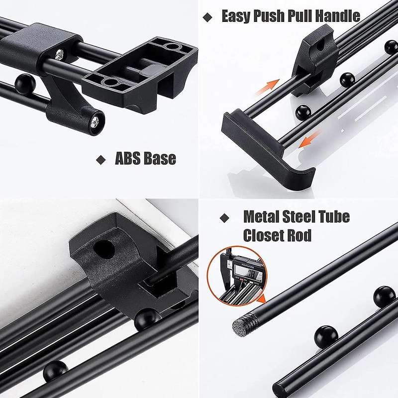 Pack of 2 Extendable Clothes Rail for Pull-Out Clothes Hanger Extendible for Wardrobe Adjustable Cl