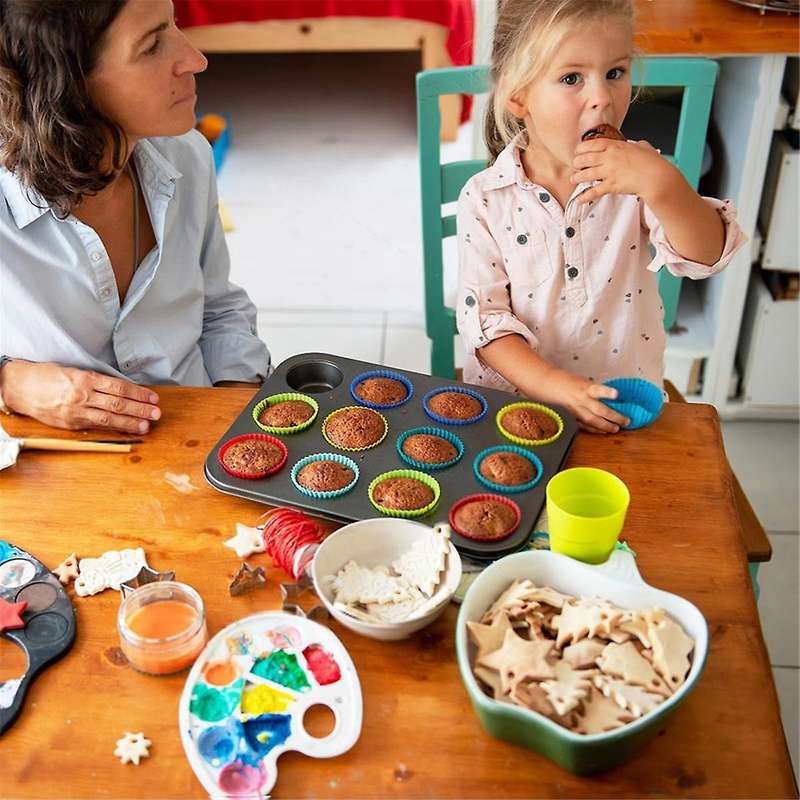 Pack of 2 Muffin Tray for 24 Muffins, High-Quality Non-Stick Muffin Tray, for Cupcakes, Brownies