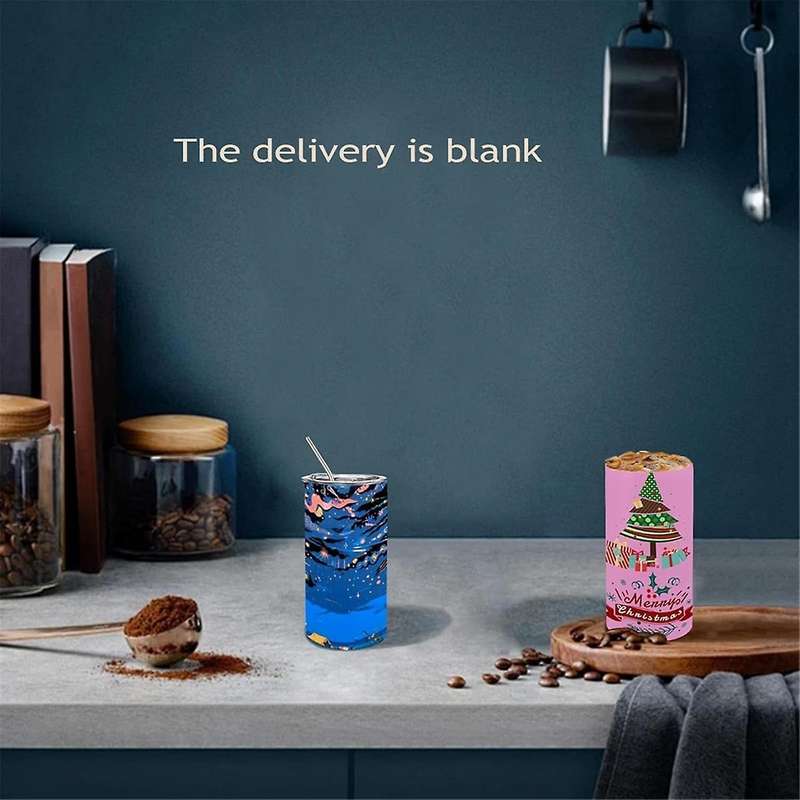 Pack of 4 12 Oz Sublimated Tumblers Blank, Insulated Stainless Steel Water Bottles with Lids and Str