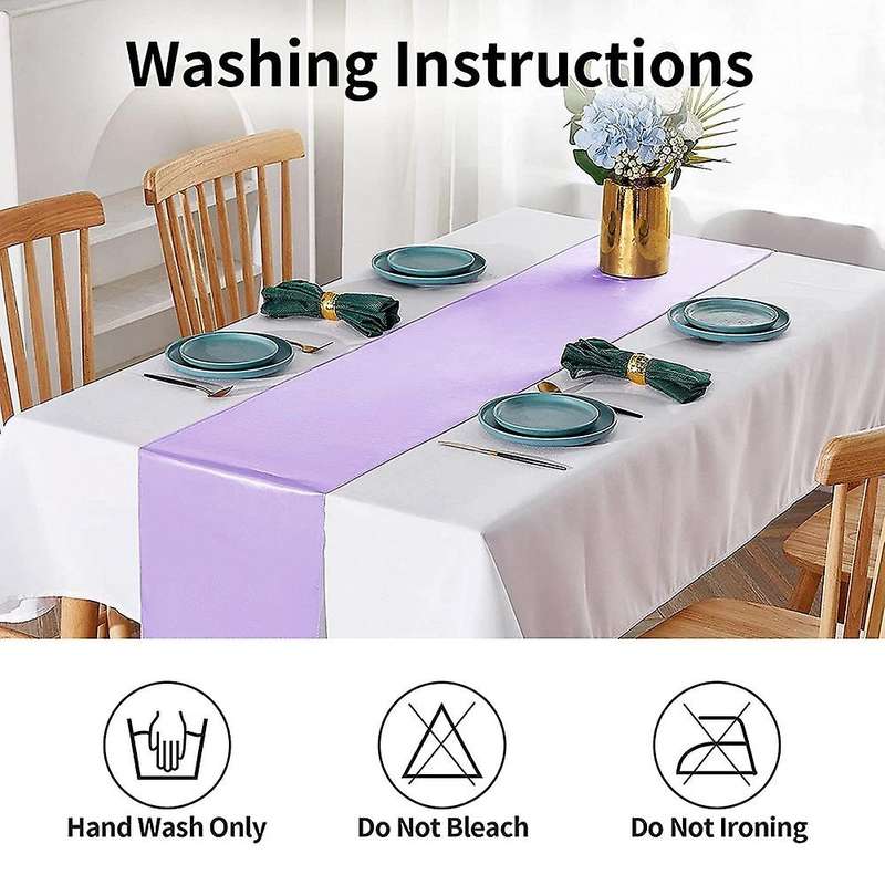 Pack Of 5 Satin Table Runner 12 X 108 Inch Long,lavender Table Runners for Wedding,birthday Parties