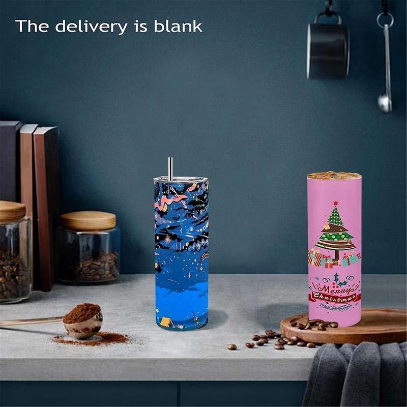 Pack of 6 30 Oz Sublimated Glass Tumbler Blanks with Lid and Straw,Stainless Steel Double Wall Insul