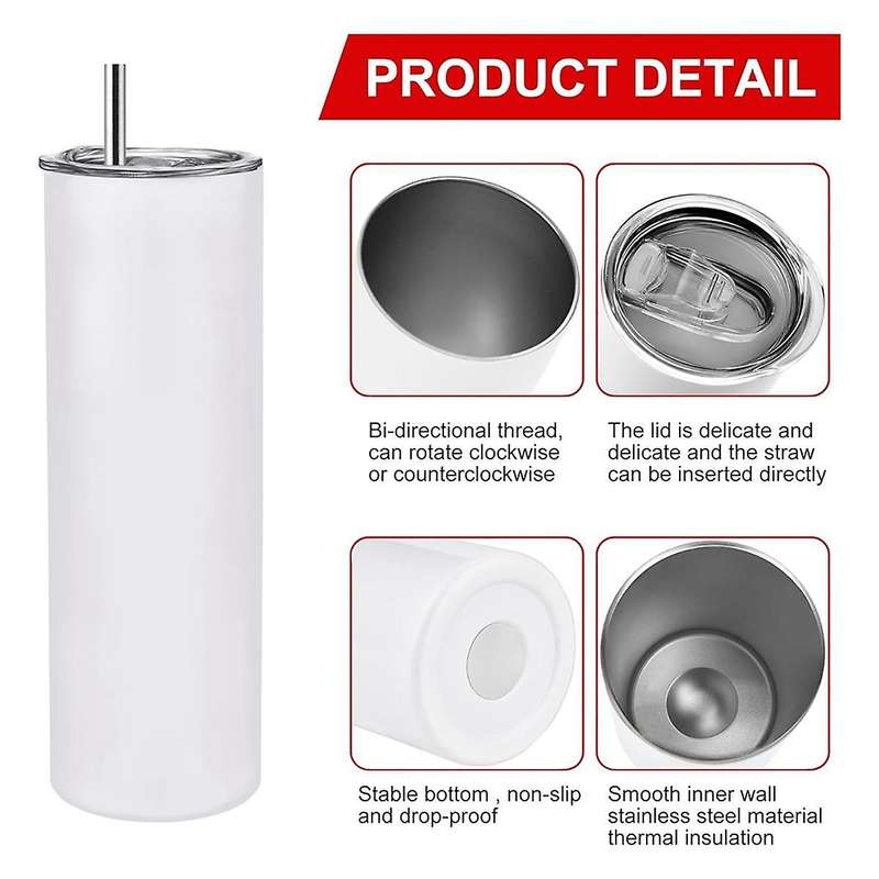 Pack of 6 30 Oz Sublimated Glass Tumbler Blanks with Lid and Straw,Stainless Steel Double Wall Insul