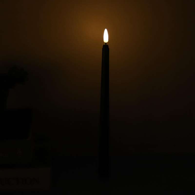 Pack of 6 Remote Halloween Taper Candles,Black Color Flameless Pillar Candles,Battery Candles with