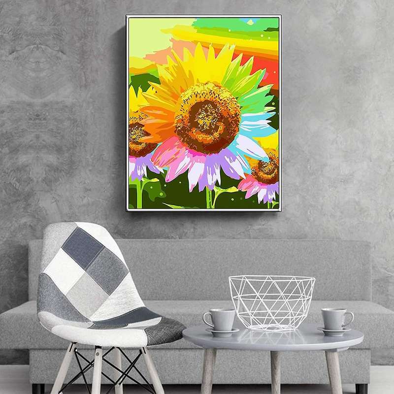 Paint By Numbers Art Oil Painting Colorful Sunflower Living Room Bedroom Home Decoration Wall Decor