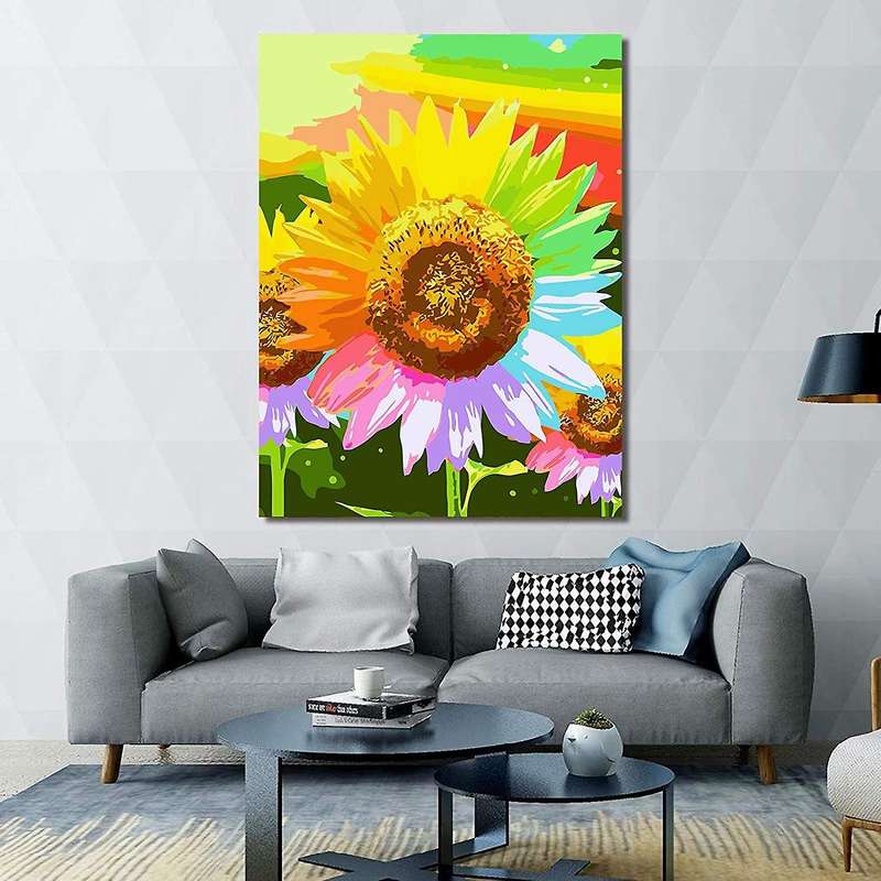 Paint By Numbers Art Oil Painting Colorful Sunflower Living Room Bedroom Home Decoration Wall Decor