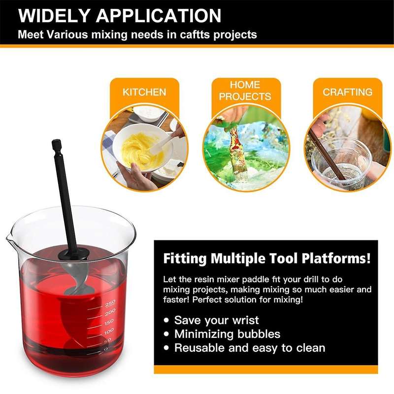 Paint Mixer for Drill, 8 Pcs Reusable Epoxy and Resin Mixer Attachment Paddle to Mix Epoxy Resin, Pa