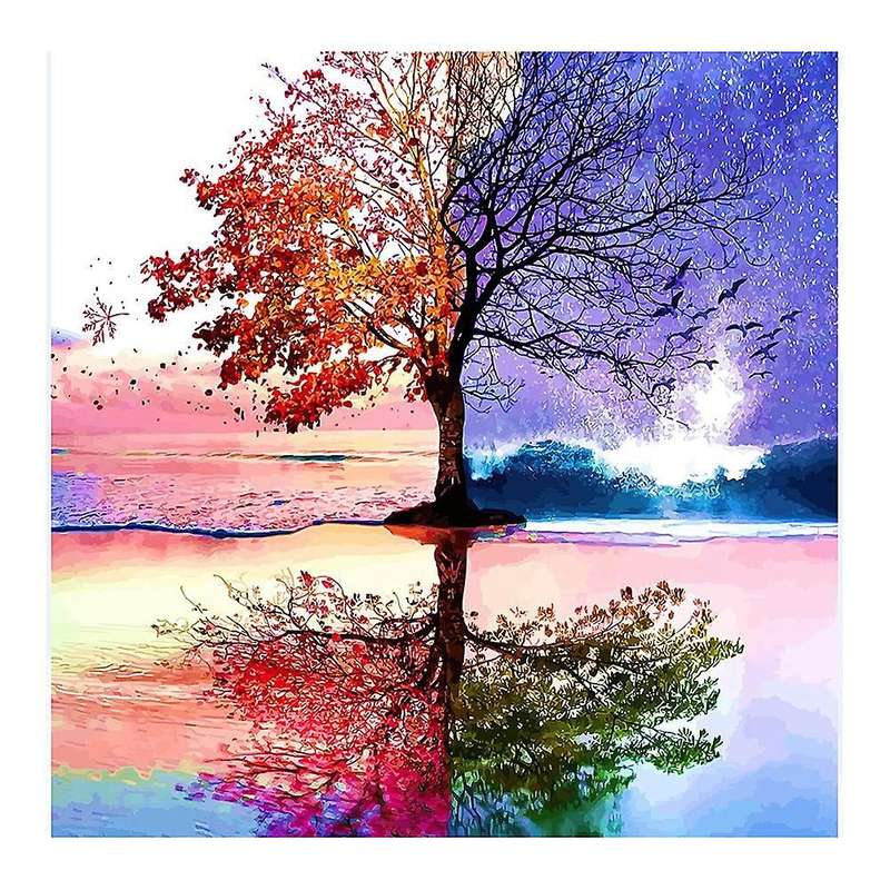 Paint By Numbers on Canvas for Adults,Without Frame DIY Tree Oil Painting for Home Wall Decoration16