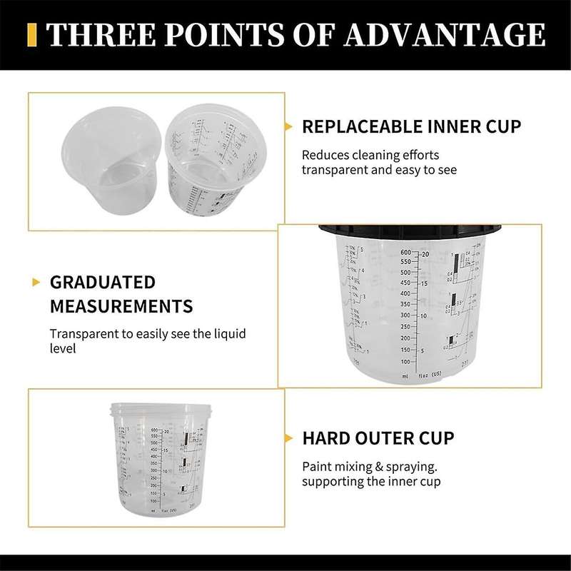 PaintGun Cup Mixing Cup System for Automotive HVLP Paint , 20 Oz (600 Ml) Kit