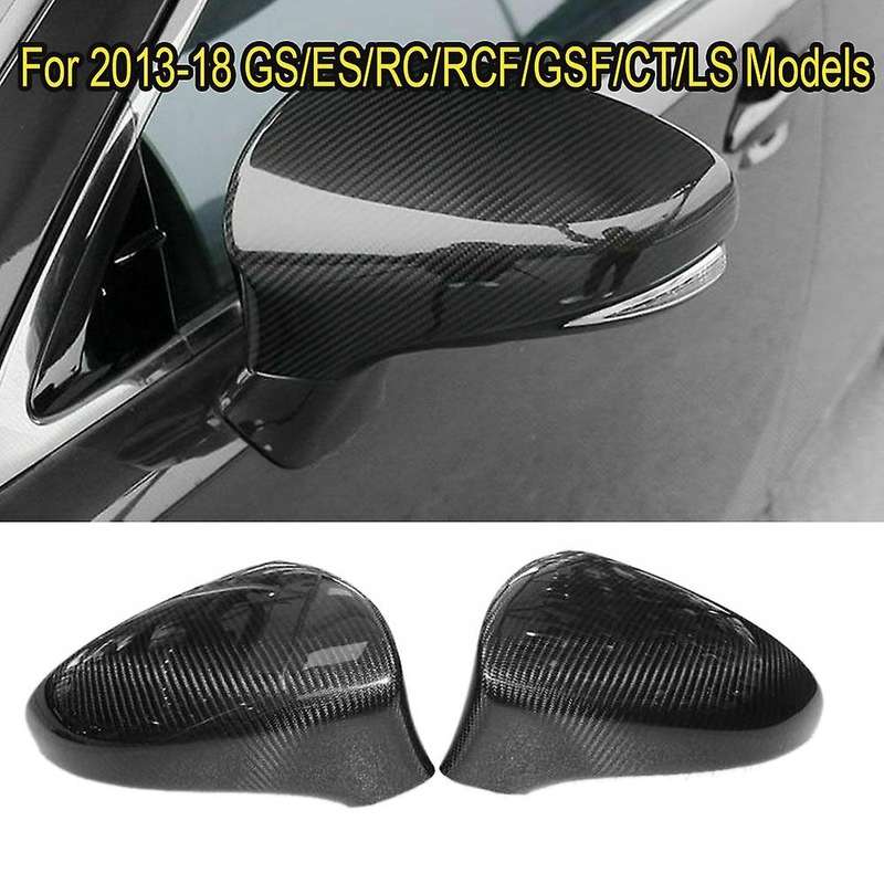 Pair Carbon Fiber Rear View Mirror Cover-Side Mirror Cover Cap for 2013-18 Gs/Es/Rc//Gsf/Ct/ Models
