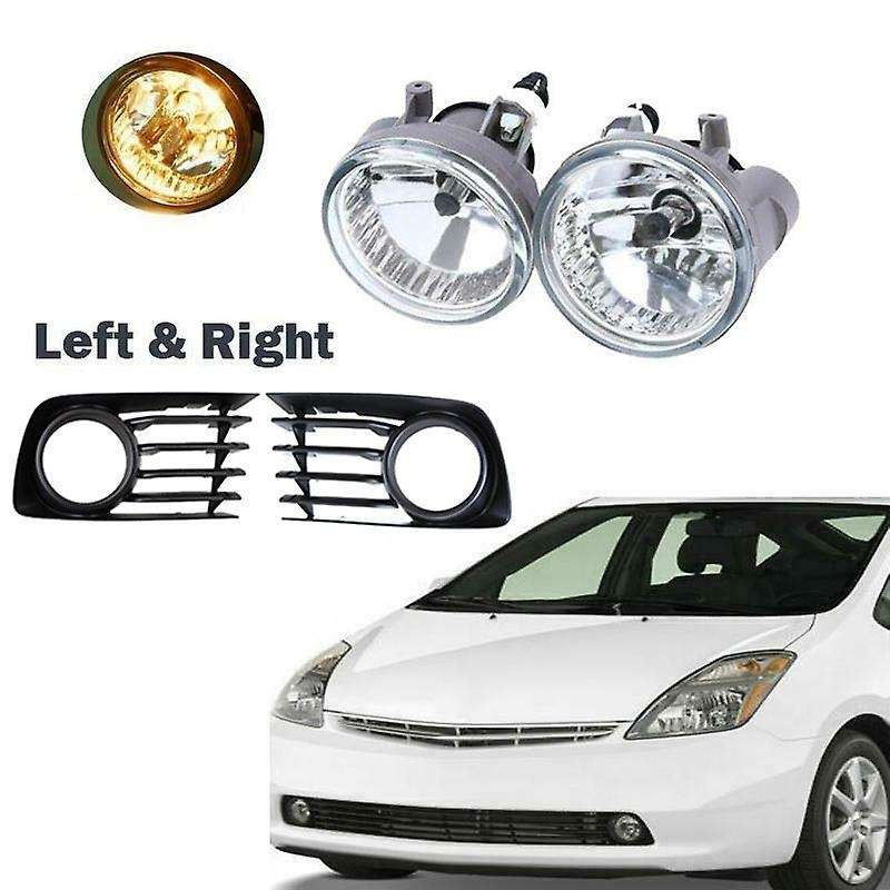 Pair Front Bumper Fog Light + Covers Kit for Prius 2004-2009 with Bulb 81221-52070 81211-52070