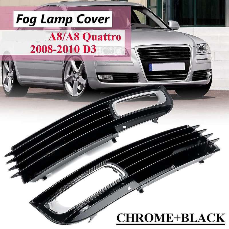 Pair Front Lower Fog Light Cover Trim Decoration Grill for - A8 D3 2008 2009 2010 Driving Lamp Bumpe