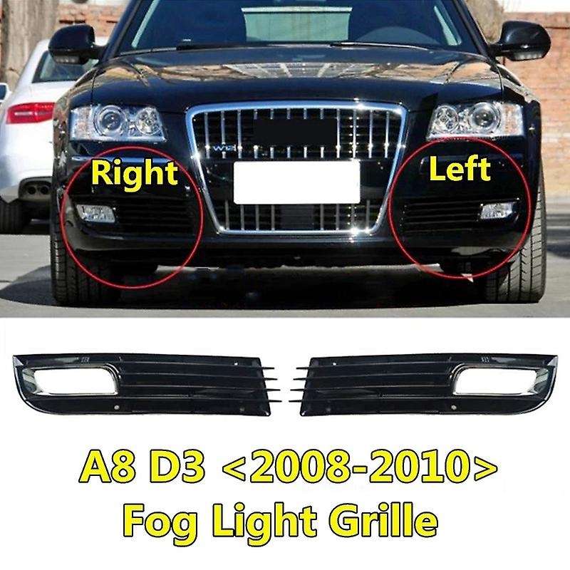 Pair Front Lower Fog Light Cover Trim Decoration Grill for - A8 D3 2008 2009 2010 Driving Lamp Bumpe