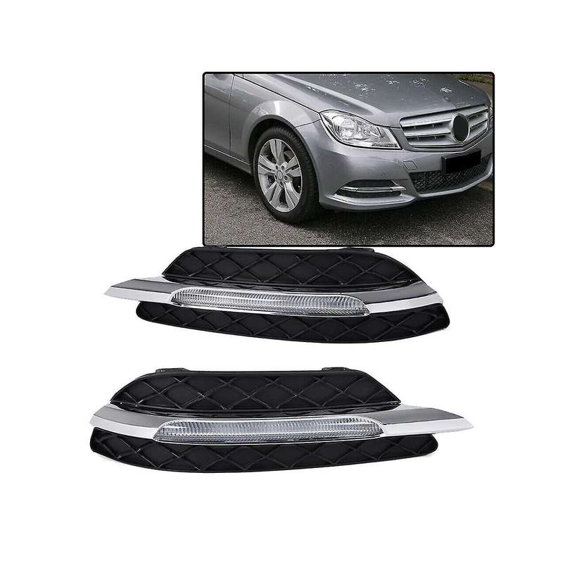 Pair Led Drl Daytime Running Lights Fog Light Lamp Fit for C-class W204 C250 C300 11-13