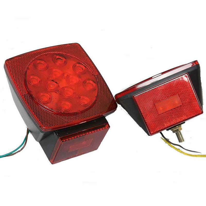 Pair Led Submersible Square Lights Trailer Under 80 Inch Tail Brake Boat Stud Mount Led Trailer Ligh