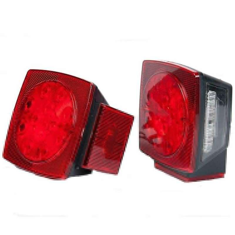 Pair Led Submersible Square Lights Trailer Under 80 Inch Tail Brake Boat Stud Mount Led Trailer Ligh