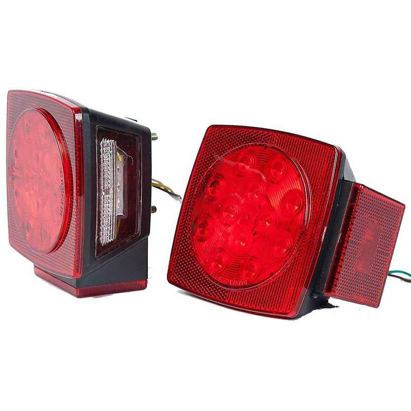 Pair Led Submersible Square Lights Trailer Under 80 Inch Tail Brake Boat Stud Mount Led Trailer Ligh