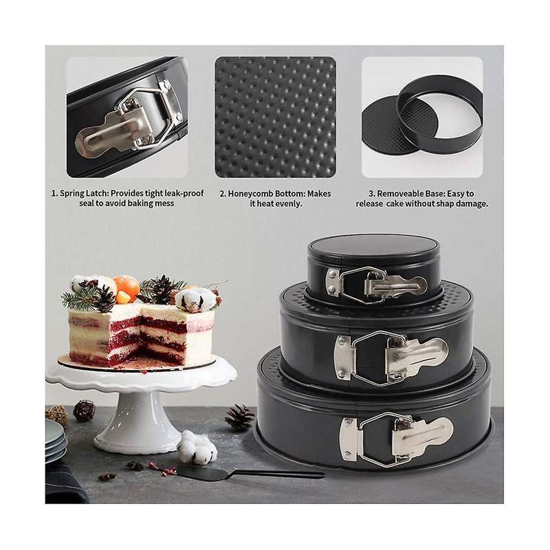 Pan 3 (4/7/9inch) Cake Pans Sets for Baking - Leakproof 3 Tier Cake Pan Bakeware