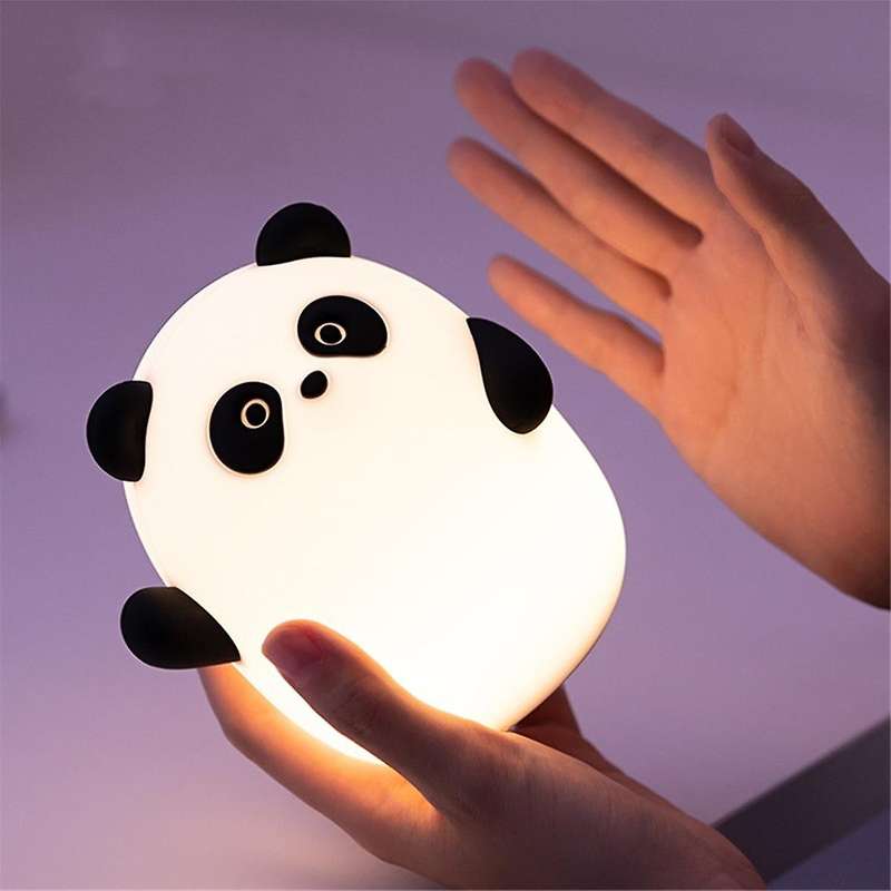 Panda Night Light, Cute Squishy Dimmable Touch Animal Lamp, 3 Level LED Food Grade Silicone Light fo
