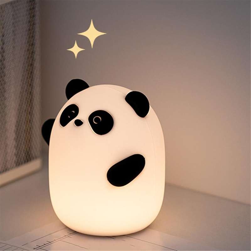 Panda Night Light, Cute Squishy Dimmable Touch Animal Lamp, 3 Level LED Food Grade Silicone Light fo