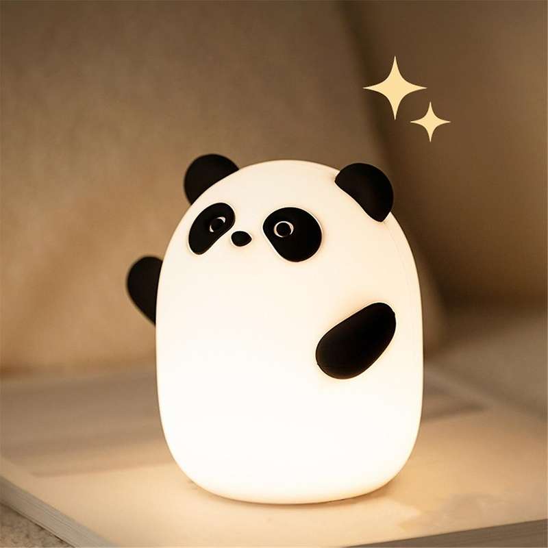 Panda Night Light, Cute Squishy Dimmable Touch Animal Lamp, 3 Level LED Food Grade Silicone Light fo