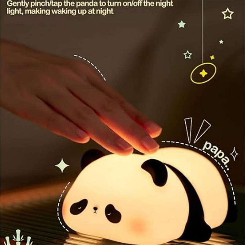 Panda Night Light,food Grade Silicone,rechargeable,tap Fun Lamp for Room,adjustable Brightness,cute