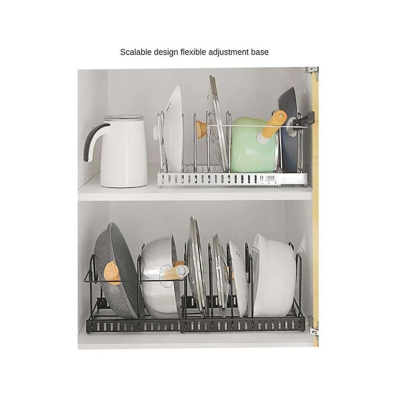 Pan Organiser Rack Pot Lid Organizers with Dividers Expandable Pot Pan Lid Rack Bakeware Storage Org