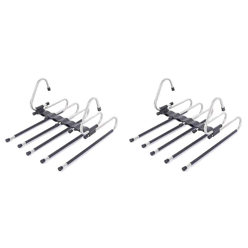 Pants Hangers Space Saving - 2 Pack for Closet Multiple Layers Multifunctional Uses