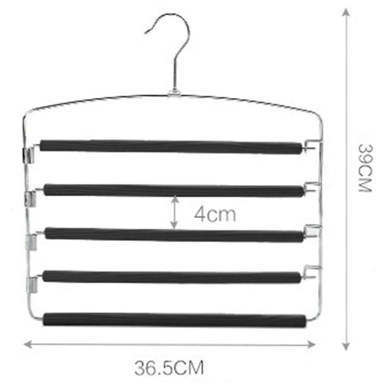 Pants Hangers, Multiple Swing Arm Trousers Rack, 5 Layers Jeans Trousers Closet Organizer for Scarve
