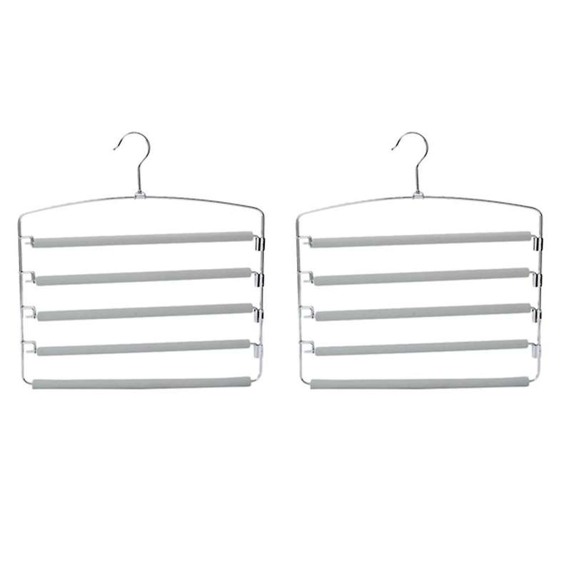 Pants Hangers, Multiple Swing Arm Trousers Rack, 5 Layers Jeans Trousers Closet Organizer for Scarve
