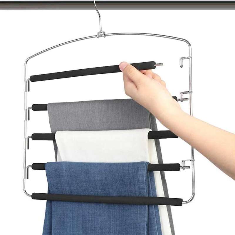 Pants Hangers 5 Layers Metal Hangers Non-slip Compatible Pants and Clothes