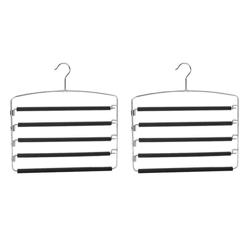 Pants Hangers, Multiple Swing Arm Trousers Rack, 5 Layers Jeans Trousers Closet Organizer for Scarve