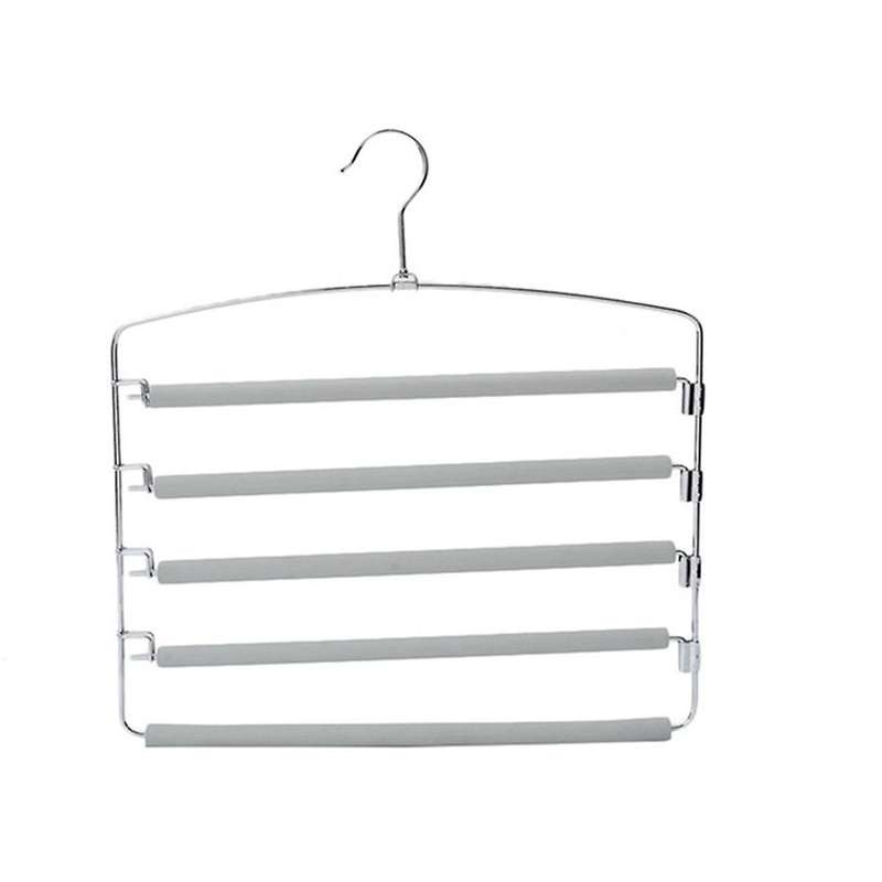 Pants Hangers, Multiple Swing Arm Trousers Rack, 5 Layers Jeans Trousers Closet Organizer for Scarve