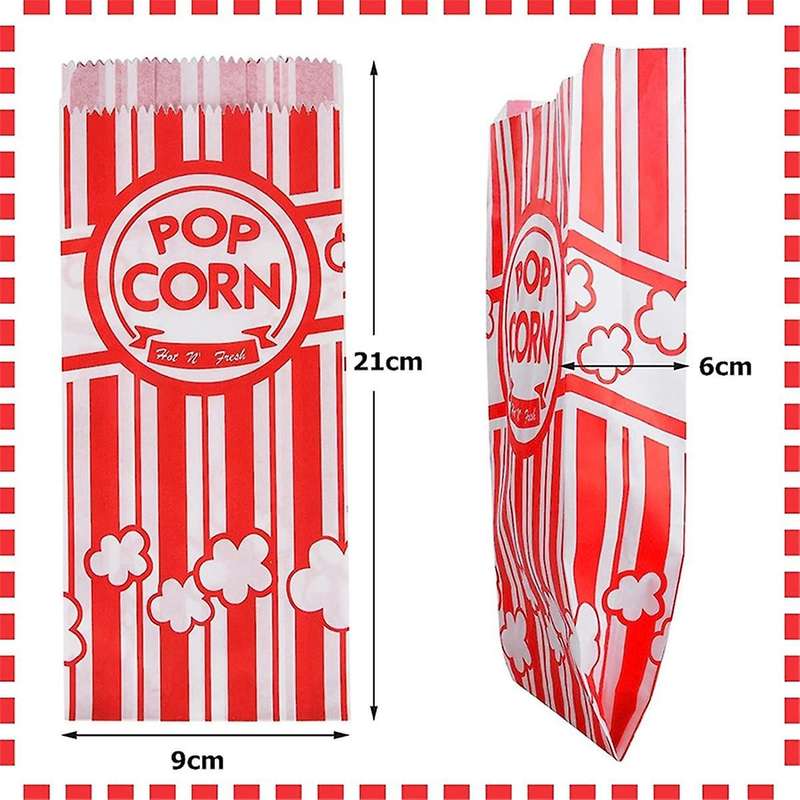Paper Popcorn Bags Leak-Proof Grease Resistant Popcorn Bags Disposable Paper Popcorn Container for P