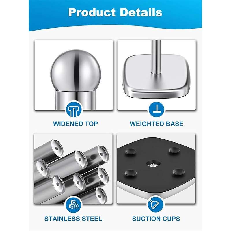 Paper Towel Holder for Countertop, Standing Kitchen Roll Holder with Suction Cups, Non- Paper Towel