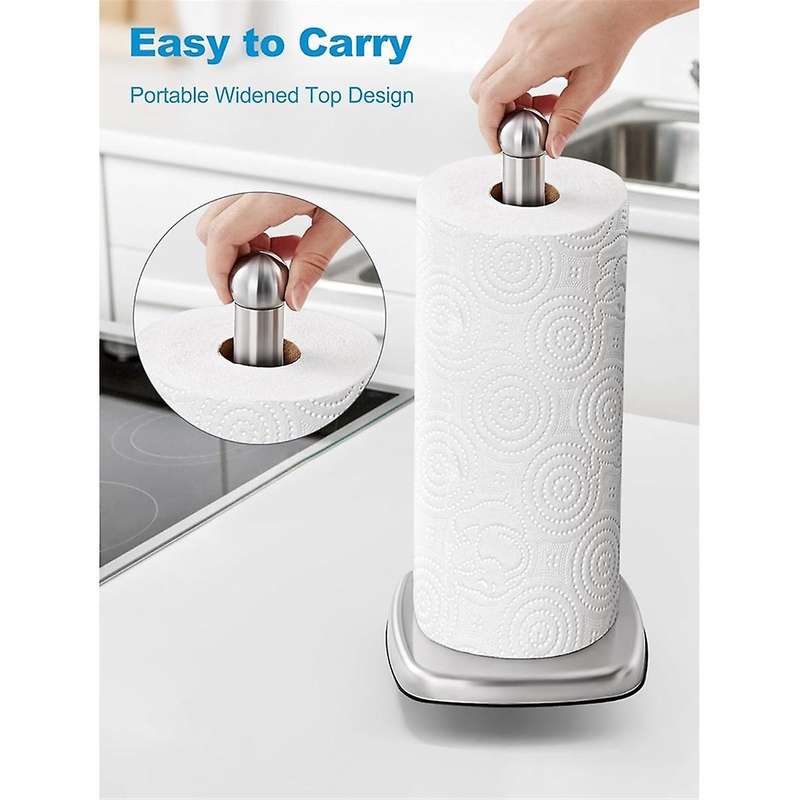 Paper Towel Holder for Countertop, Standing Kitchen Roll Holder with Suction Cups, Non- Paper Towel
