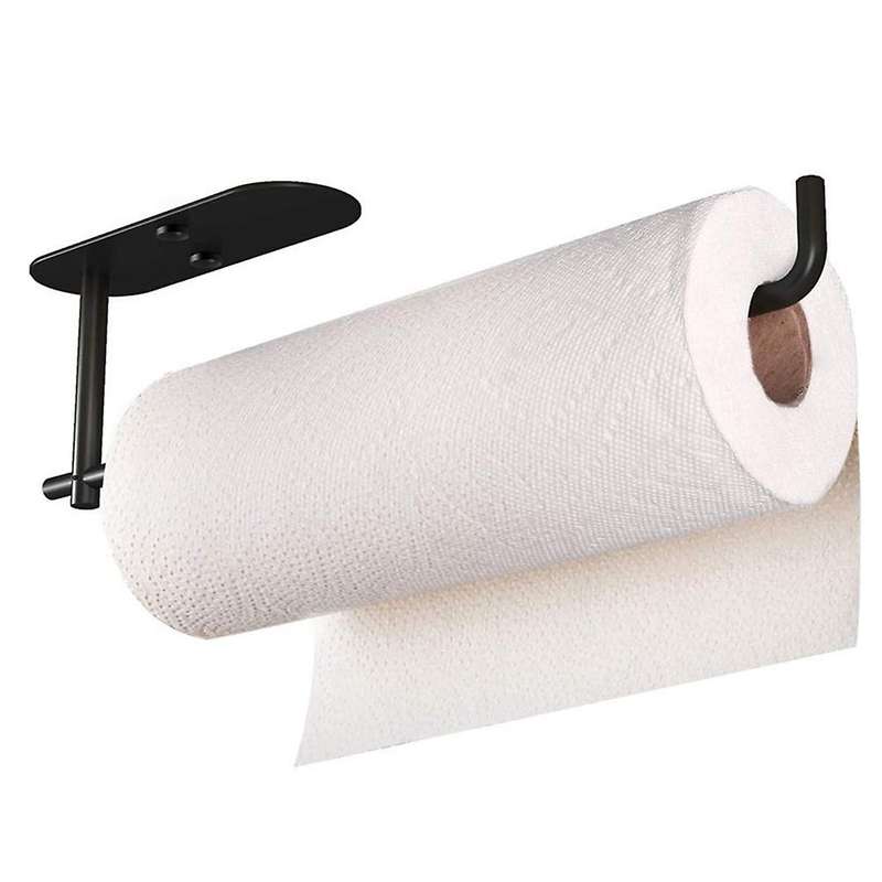 Paper Towel Holder Under Cabinet- Adhesive Or Drilling,black Paper Towel Holder Wall Mount for Kitc