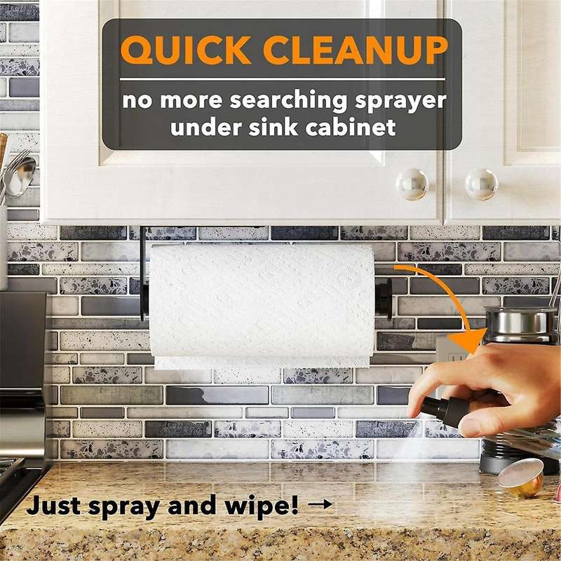 Paper Towel Holder with Spray Bottle,Hanging Wall Mount Papertowels Roller for Kitchen and Bathroom