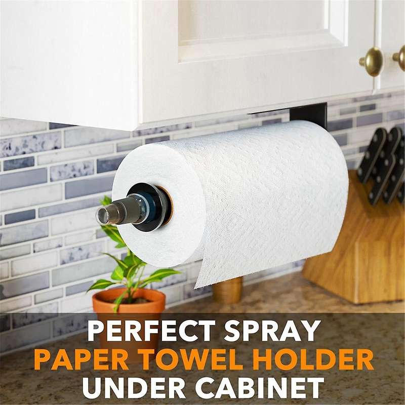 Paper Towel Holder with Spray Bottle,Hanging Wall Mount Papertowels Roller for Kitchen and Bathroom
