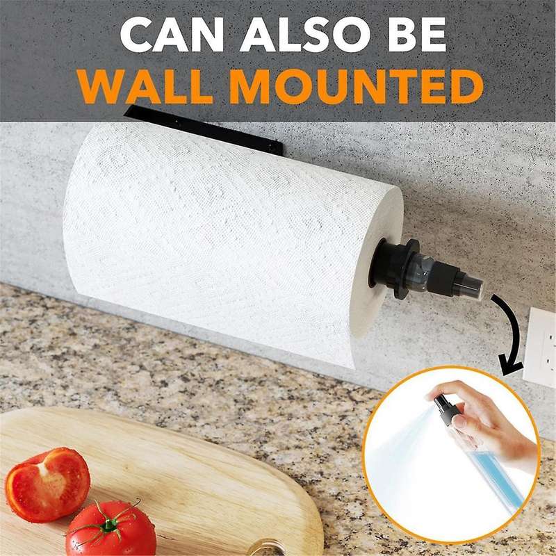 Paper Towel Holder with Spray Bottle,Hanging Wall Mount Papertowels Roller for Kitchen and Bathroom
