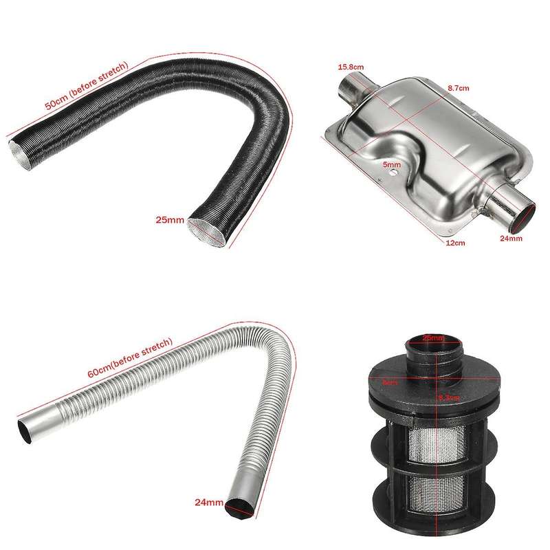 -Parking Heater 24mm Exhaust- 25mm Filter Exhaust Intake Pipe Hose Line for Eberspacher