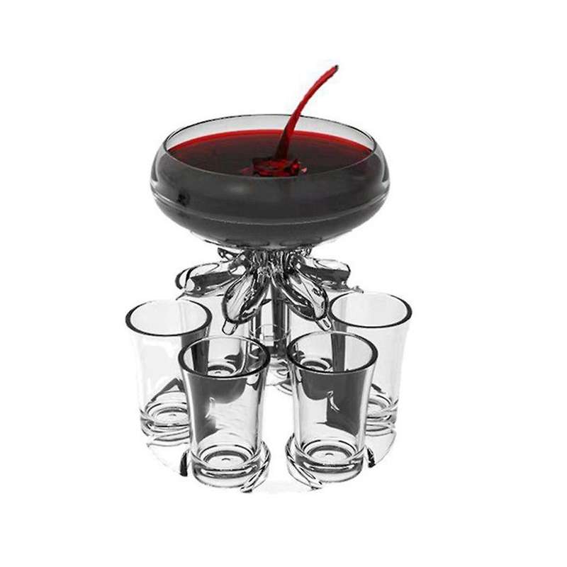 Party Drink Dispenser with 6 Shot Glasses Set - Acrylic Touchless Liquor Dispenser for Beverage Cid